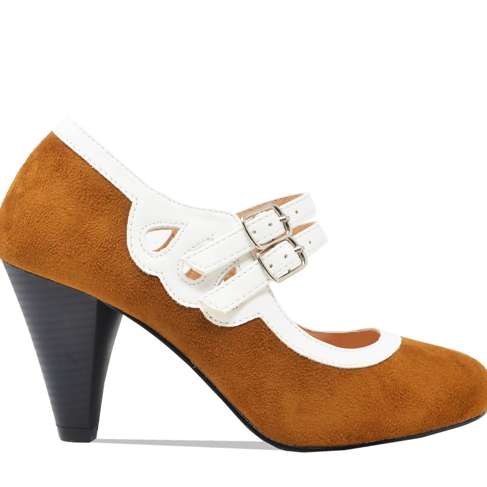NEW-WOMEN VINTAGE  MARY JANE SUEDE HEELS